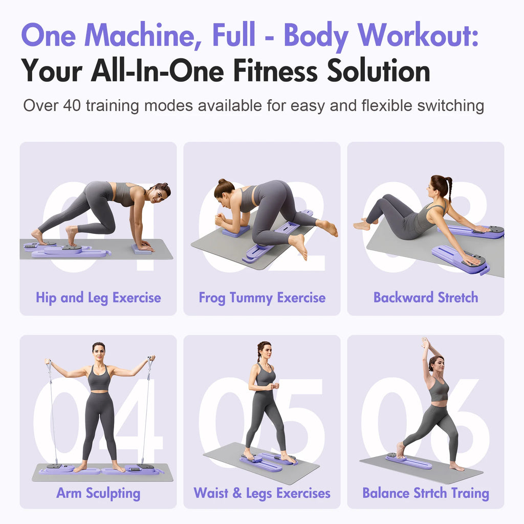 Portable Split Ab Board with Resistance Bands – Smart Pilates & Core Trainer