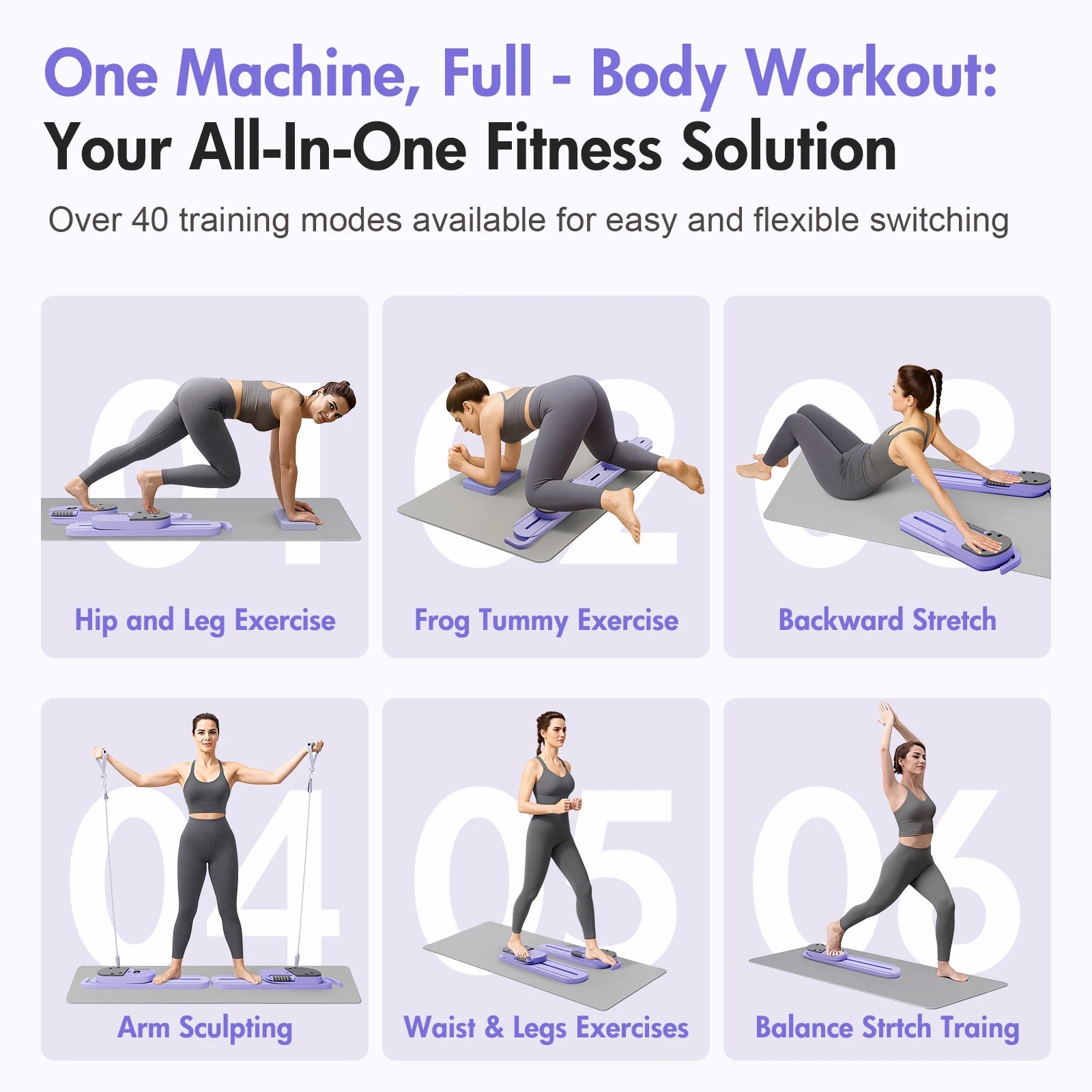 Portable Split Ab Board with Resistance Bands – Smart Pilates & Core Trainer