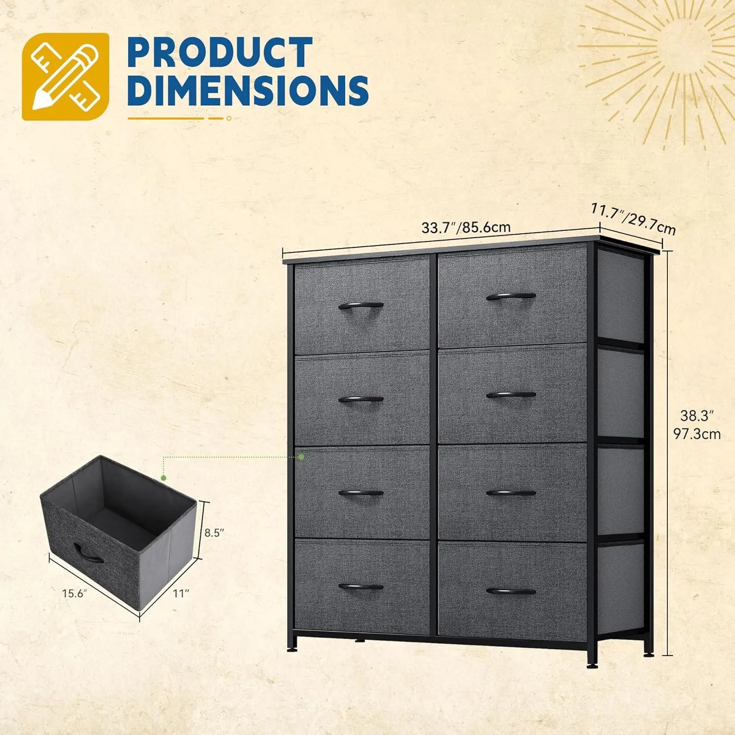 8-Drawer Fabric Dresser – Bedroom, Closet & Living Room Storage Organizer