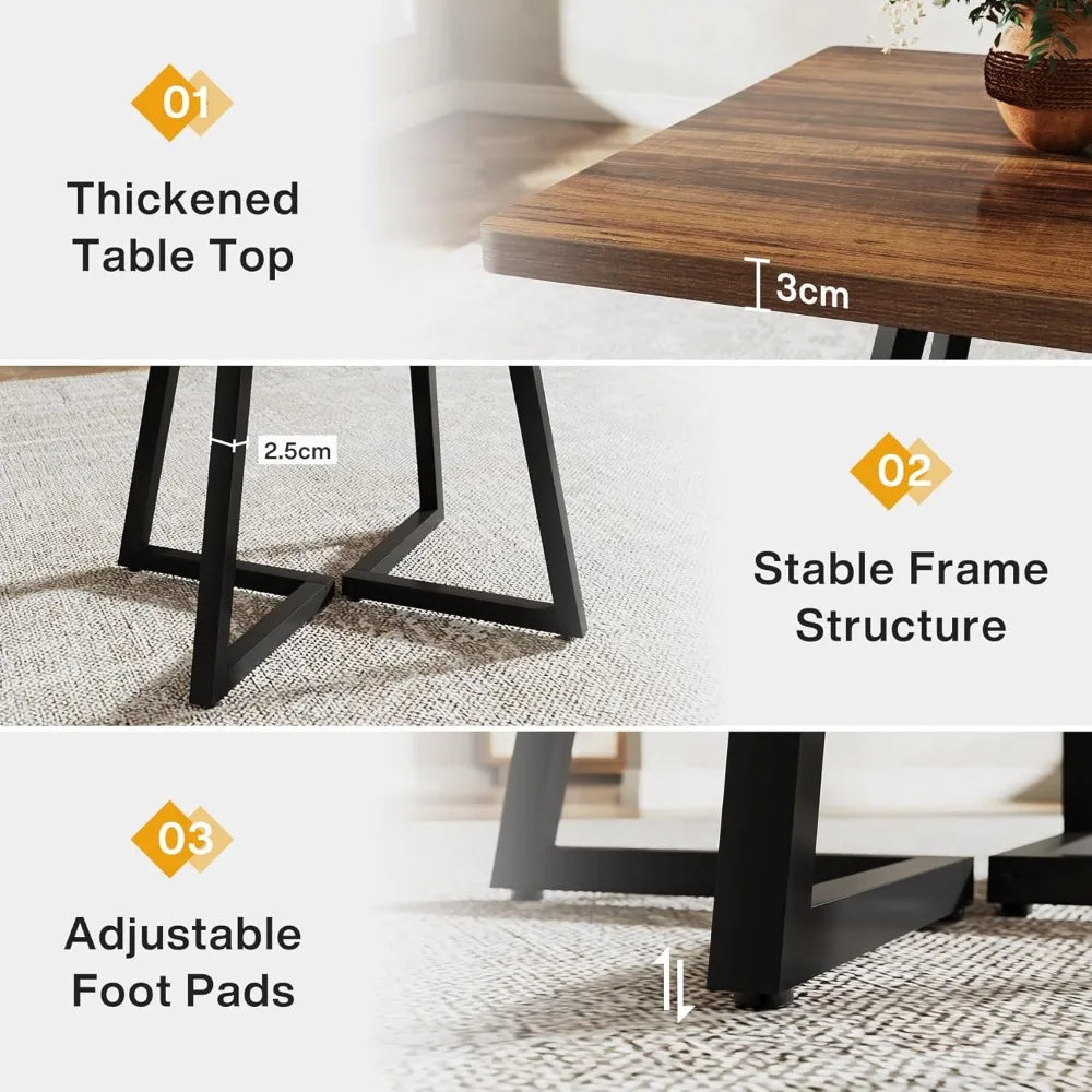Rustic Square Dining Table for 2 – Modern Industrial Style