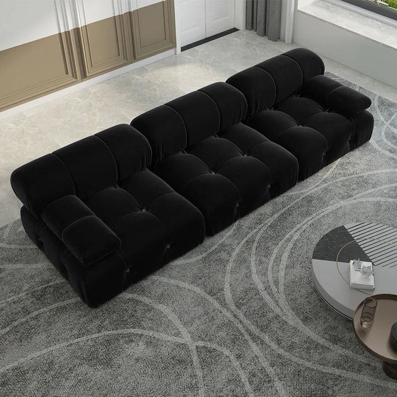 104" Modern Velvet 3-Seater Convertible Sofa