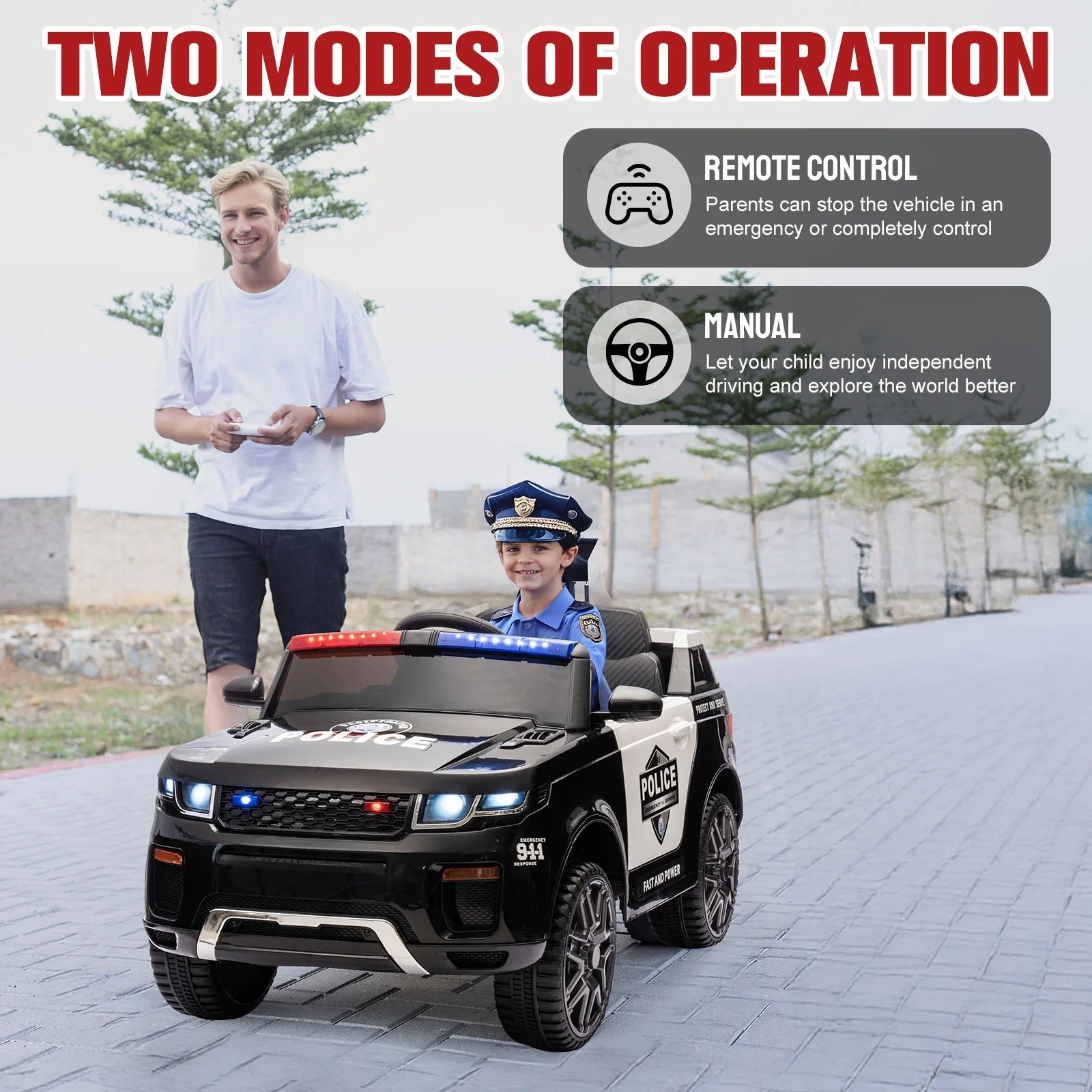 12V Kids Police Ride-On Car | Electric SUV with Parent Remote, Siren, Flashing Lights & Music | Ages 3–6