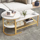 2-in-1 Gold Nesting Coffee & Side Table Set with Faux Marble Top