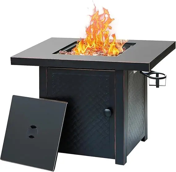 Verdeluxe 32" Square 2-in-1 Propane Fire Pit Table – Antique Bronze