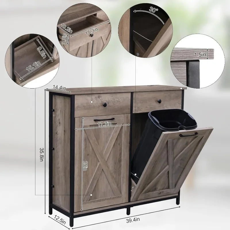 Dual Tilt Pull-Out Trash Cabinet – Hidden 10-Gallon Bins, Durable & Pet-Friendly