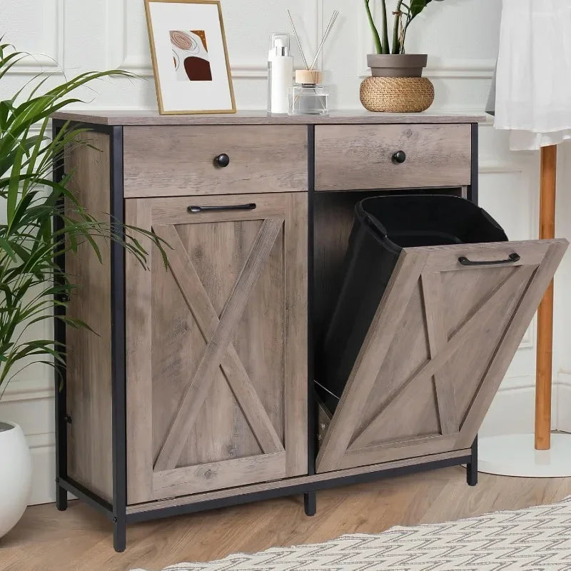 Dual Tilt Pull-Out Trash Cabinet – Hidden 10-Gallon Bins, Durable & Pet-Friendly