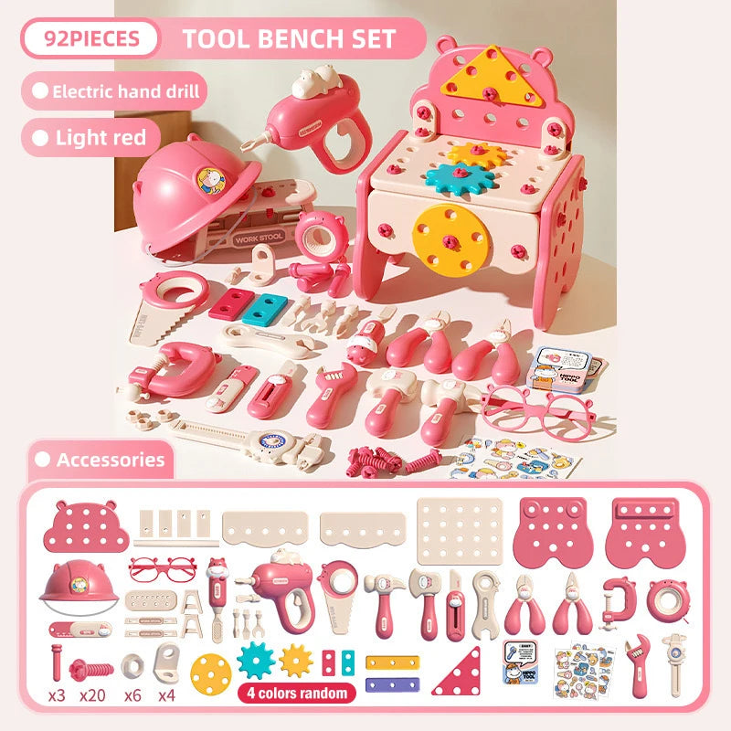 Children’s Play Tool Set with Electric Drill – Educational DIY Toolbox Toy