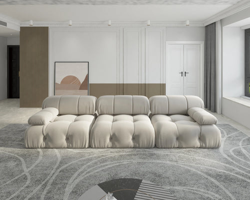 104" Modern Velvet 3-Seater Convertible Sofa