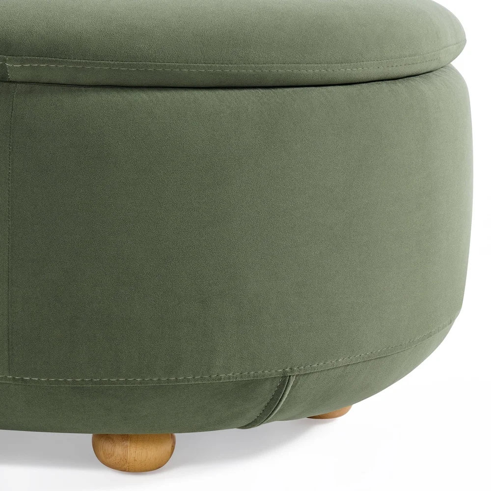 Juliet Modern Velvet Chaise Lounge with Storage Ottoman Set