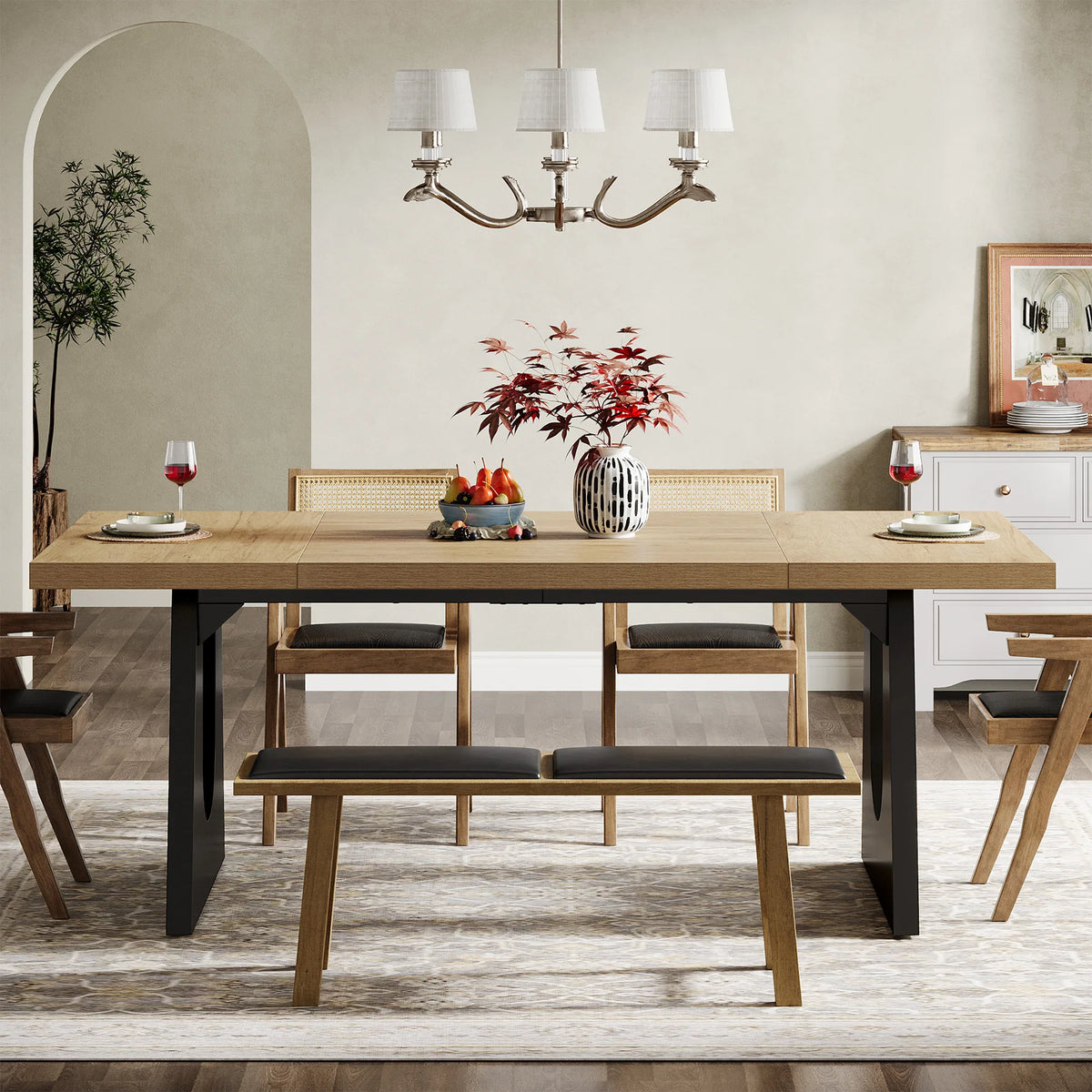 Large Wooden Dining Table for 6-8
