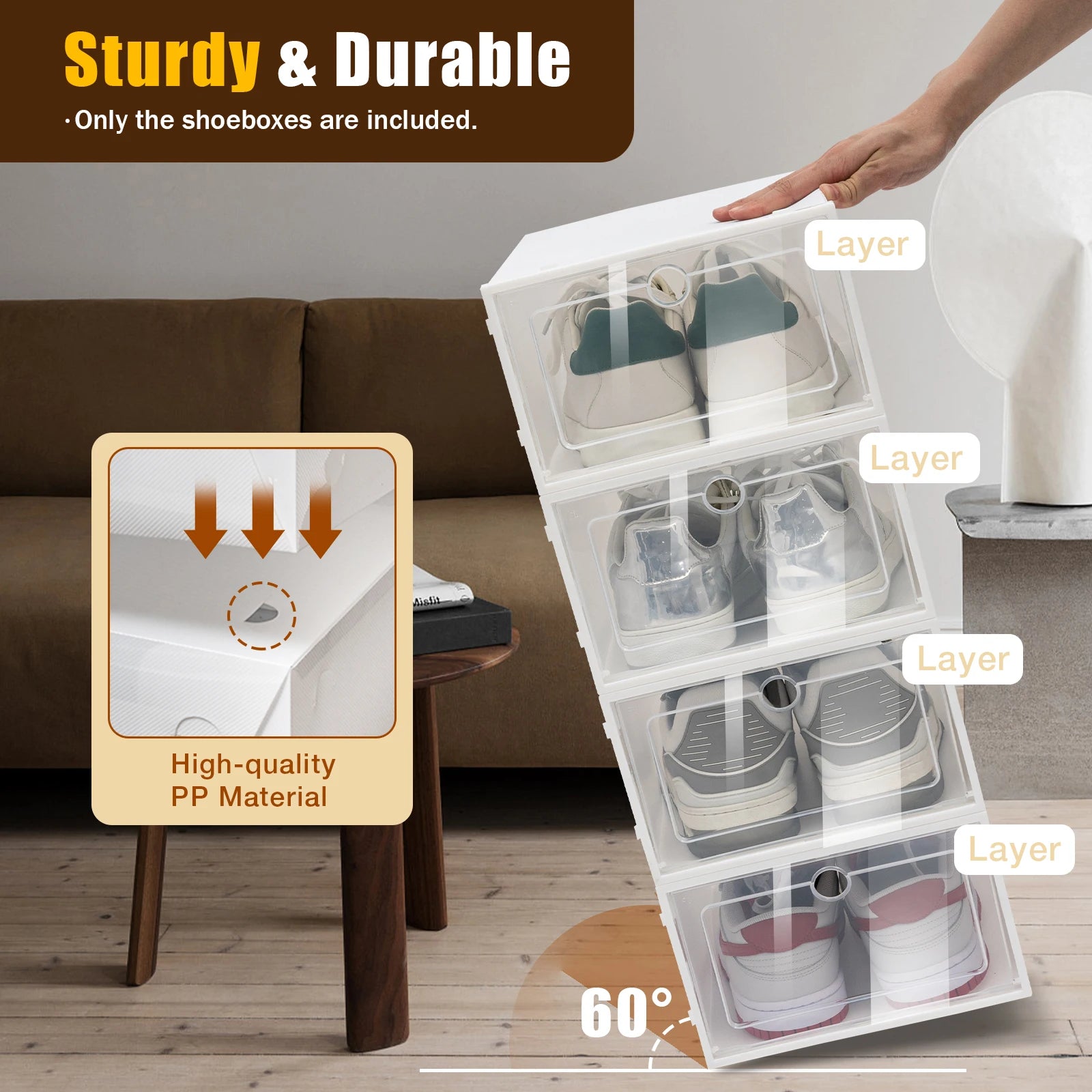 24-Pack Stackable Shoe Boxes – Clear, Stylish & Space-Saving