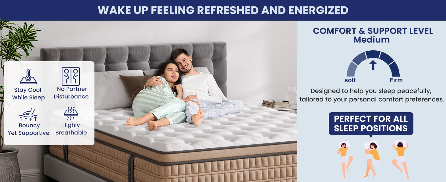 12” Memory Foam & Pocket Spring Mattress, CertiPUR-US Certified
