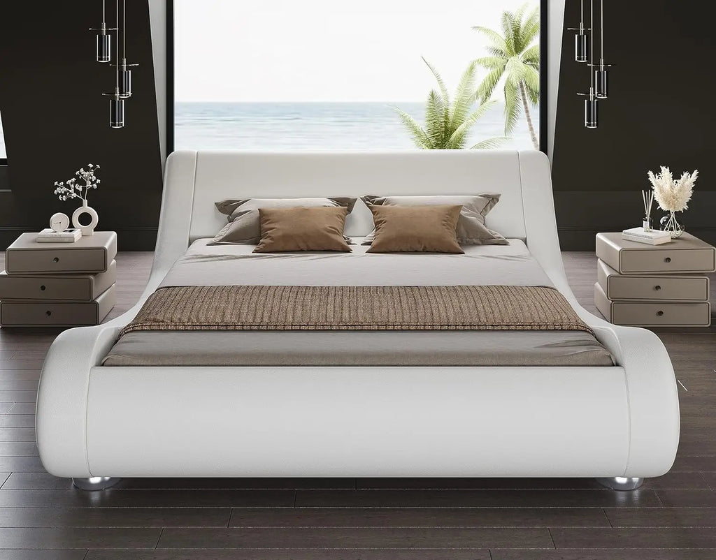 Modern Adjustable Leather Platform Bed – Ergonomic & Comfortable