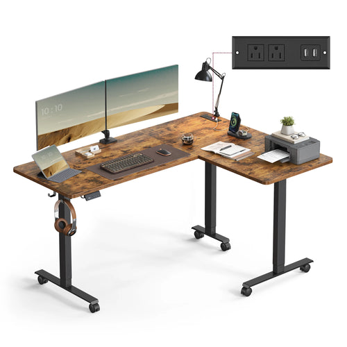 VASAGLE L-Shaped Electric Standing Desk – Height Adjustable