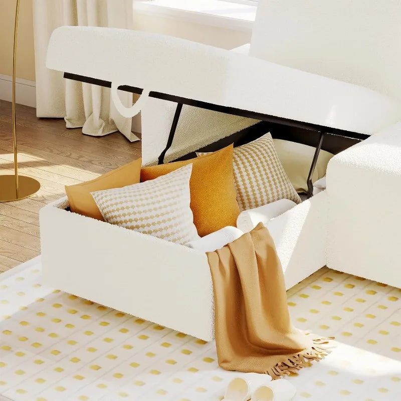 White Boucle Sleeper Sofa