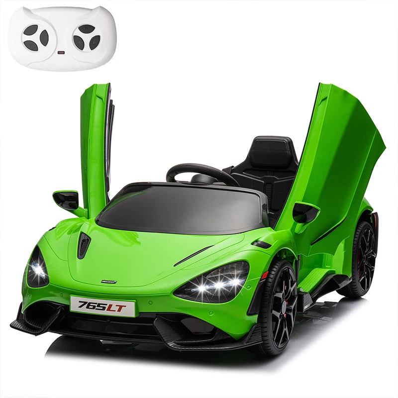 McLaren 765LT Kids Electric Ride-On Car | Ages 3–6 | 12V Rechargeable, Remote Control, LED Lights, Hydraulic Doors