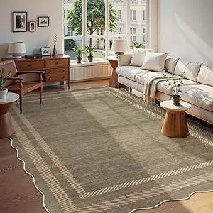 Modern Striped 8x10 Area Rug – Soft, Machine-Washable & Kid & Pet Friendly