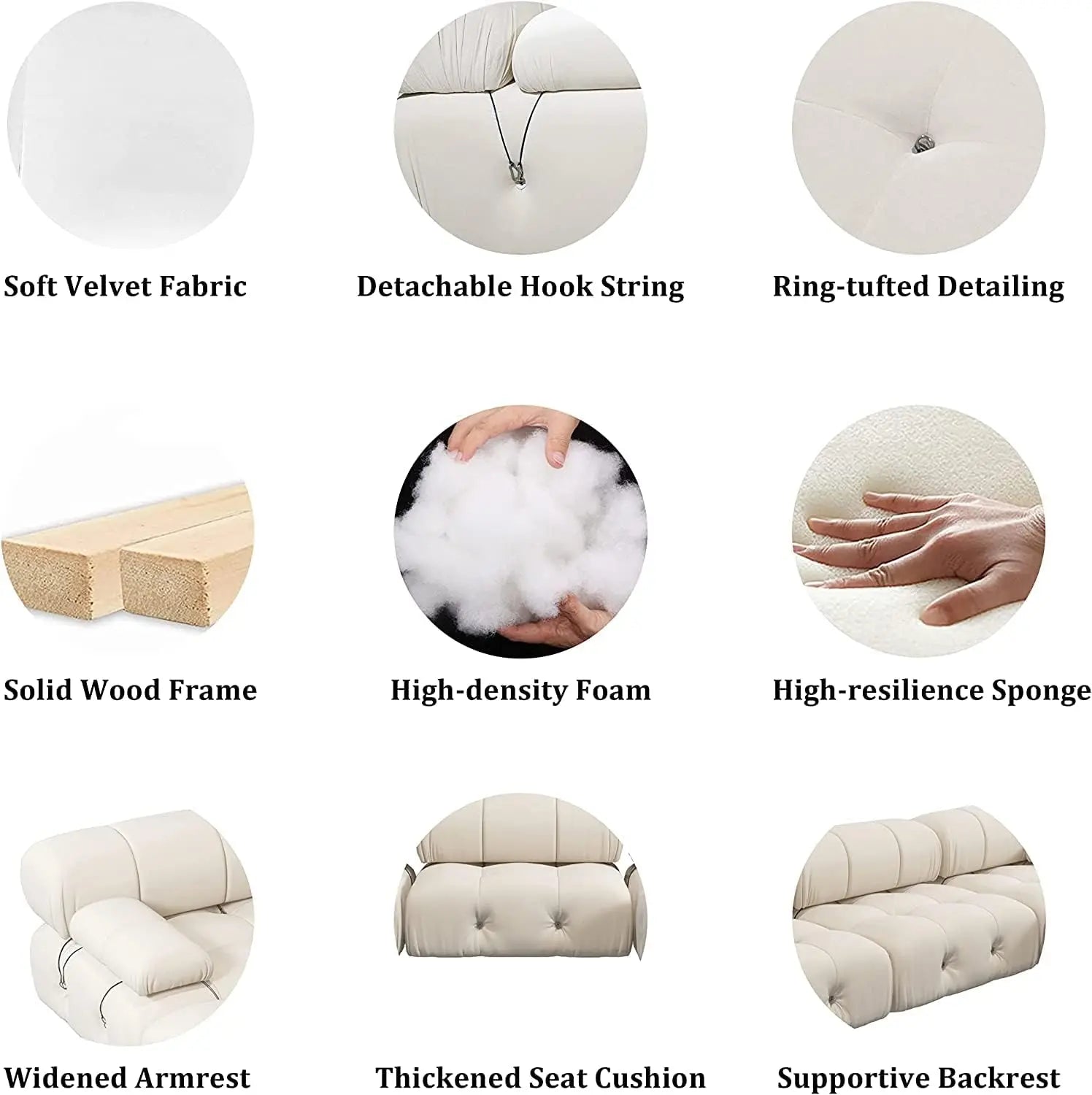 104" Modern Velvet 3-Seater Convertible Sofa