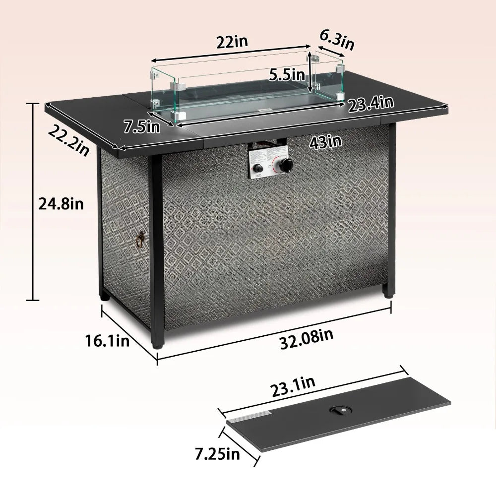 Modern Rectangular Propane Fire Pit Table – Outdoor Patio Heater