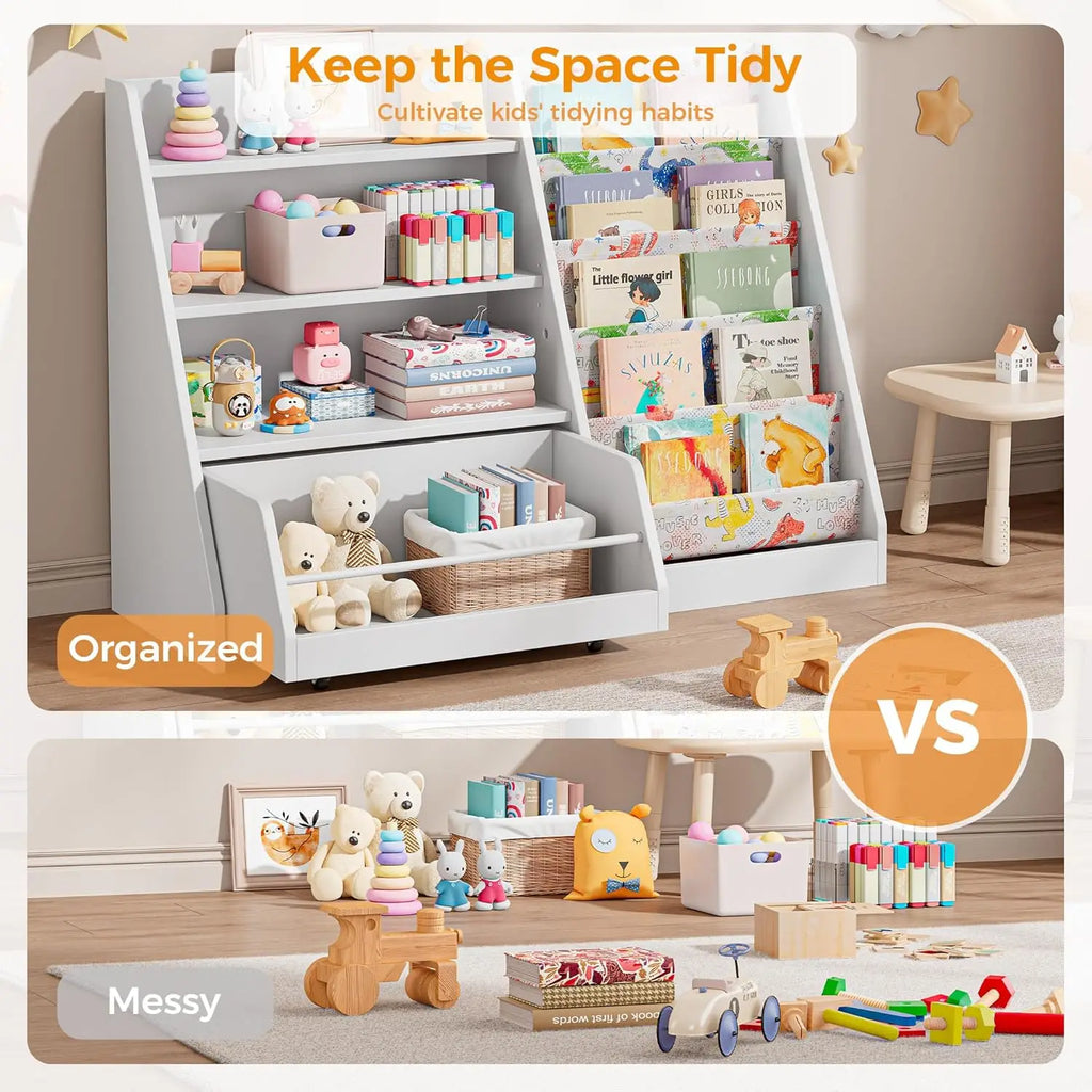 Kids Bookshelf 42" with Drawer – Antique White