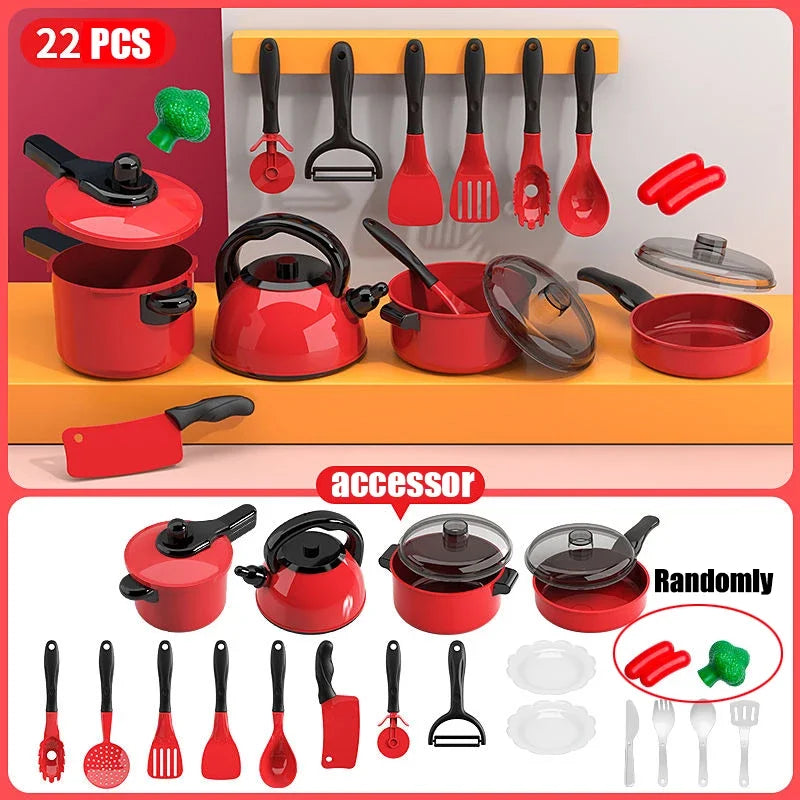 Pretend Play Red Kitchen Toy Set – Interactive Cooking Playset for Kids