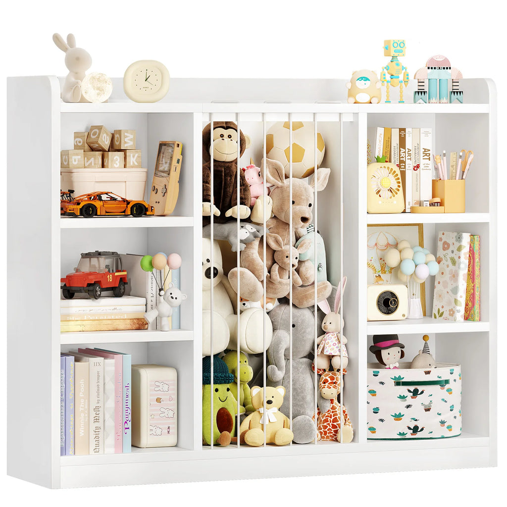 Kids Toy Storage Organizer & Bookshelf with 8 Cubbies – White