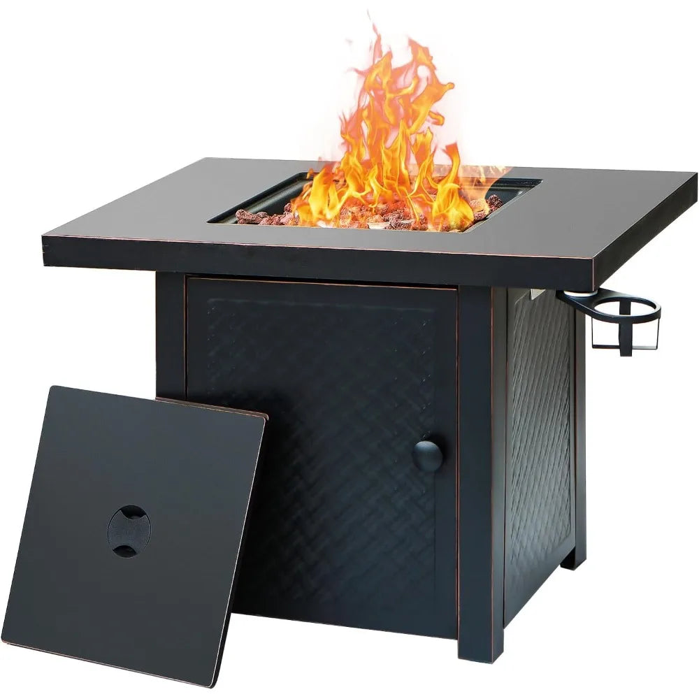 Verdeluxe 32" Square 2-in-1 Propane Fire Pit Table – Antique Bronze
