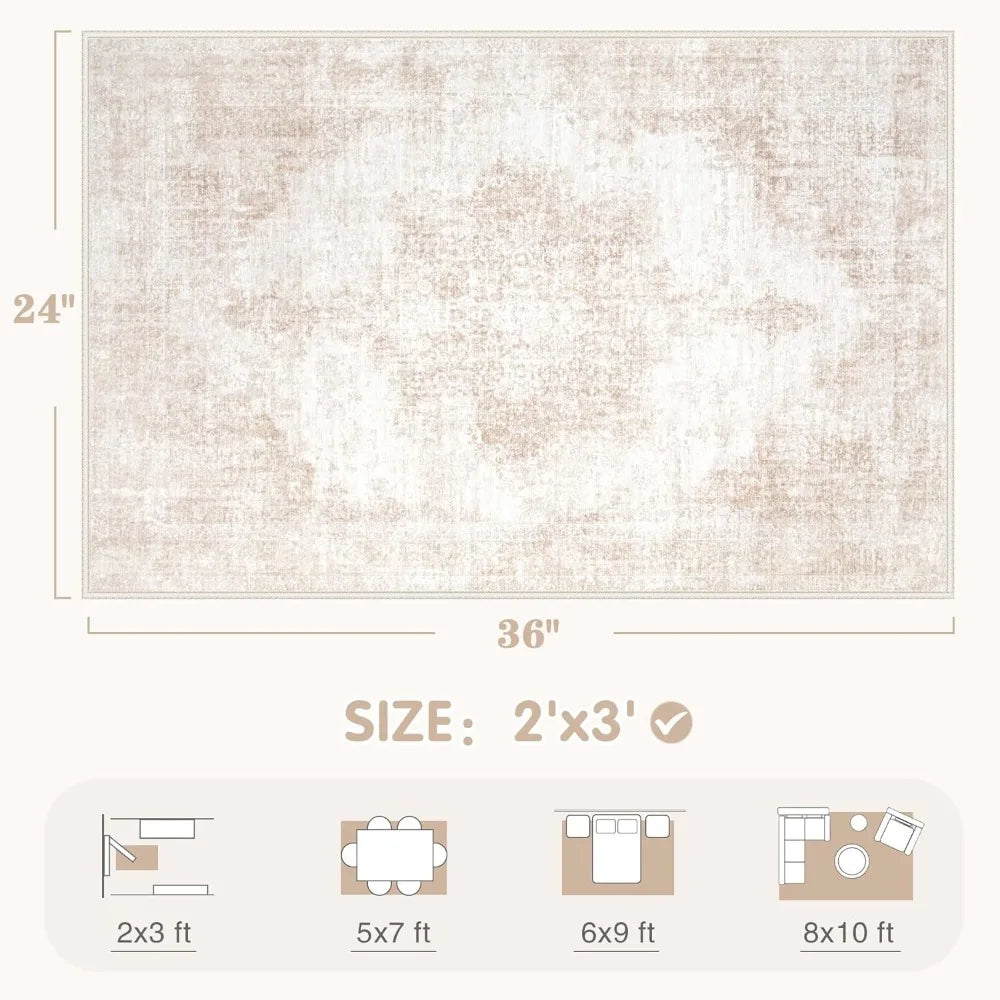 Washable 8x10 Vintage Rug