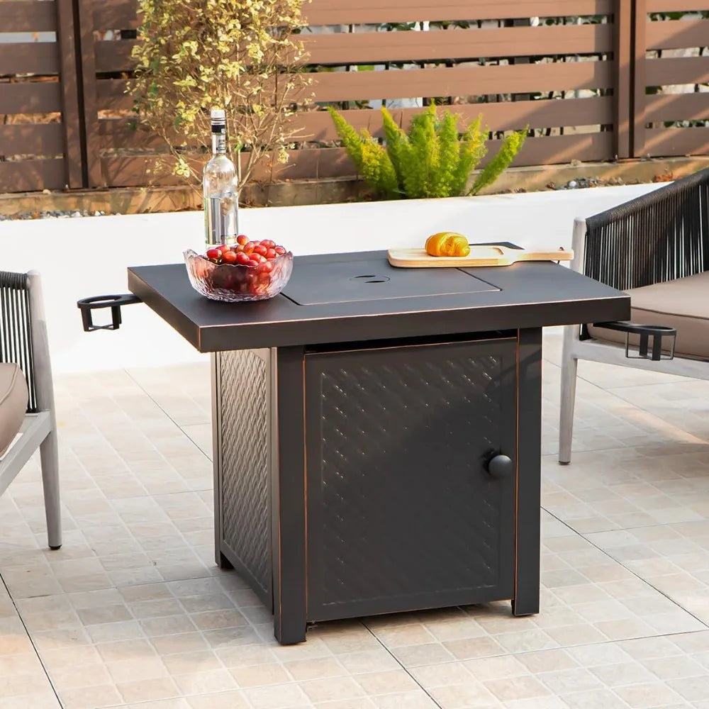 Verdeluxe 32" Square 2-in-1 Propane Fire Pit Table – Antique Bronze