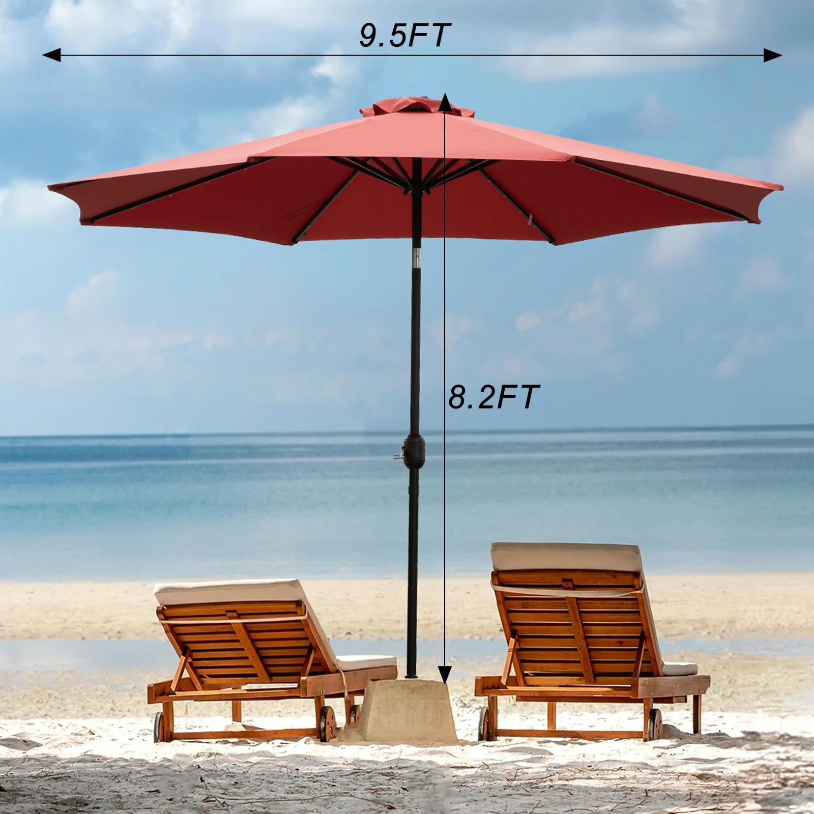 9.2ft Solar LED Patio Umbrella – Triple Vent Canopy