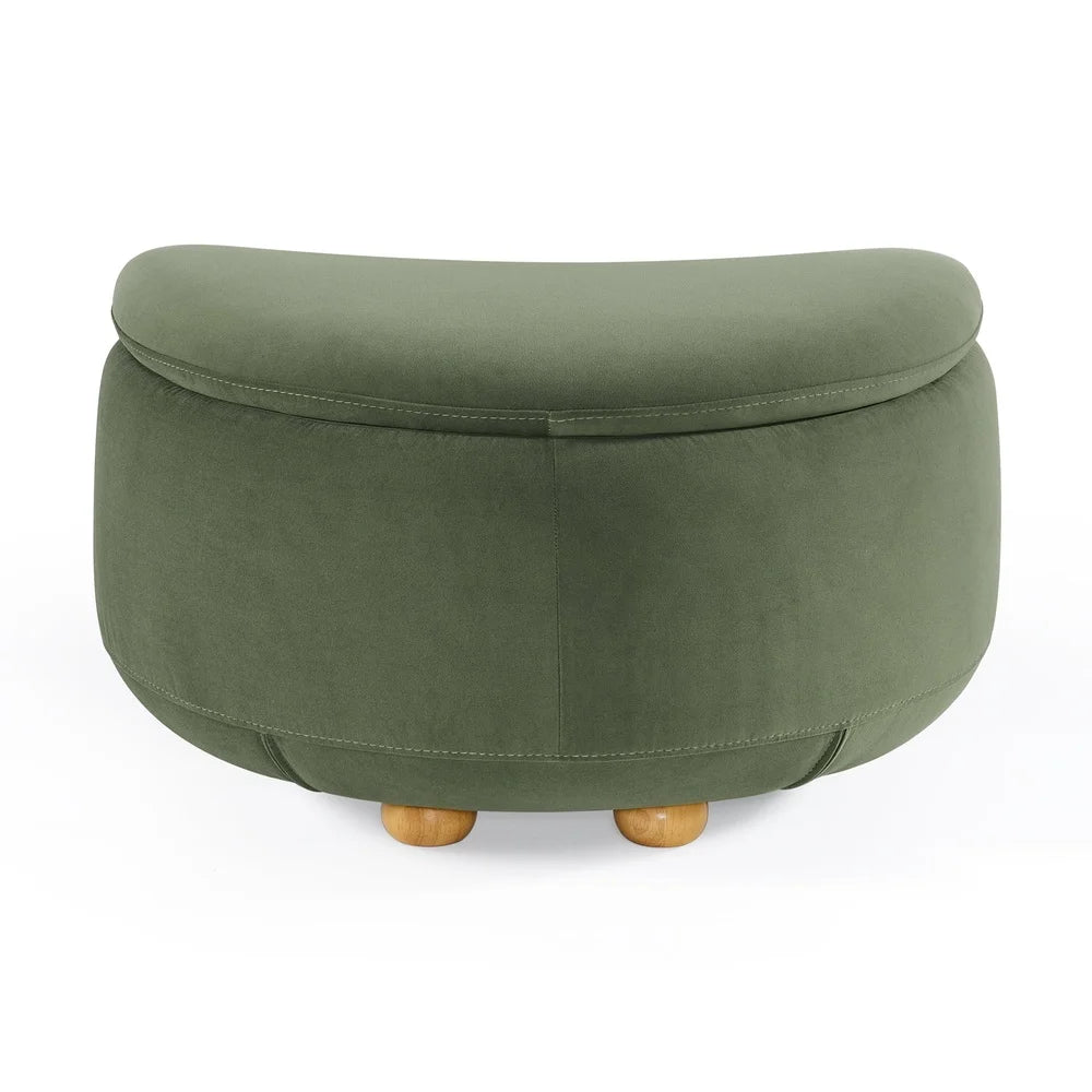 Juliet Modern Velvet Chaise Lounge with Storage Ottoman Set