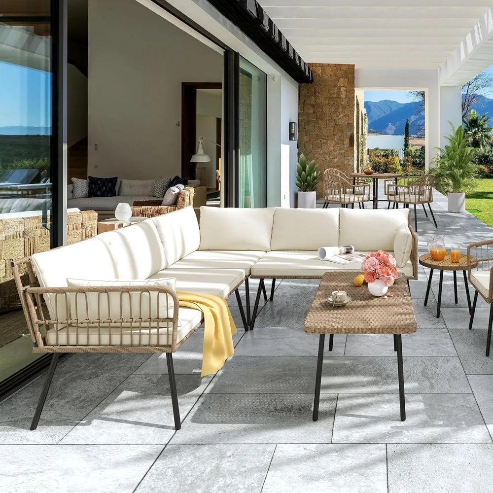 Outdoor 4PCS Rattan Sofa Set – Cloud-Like Comfort & Lasting Durability