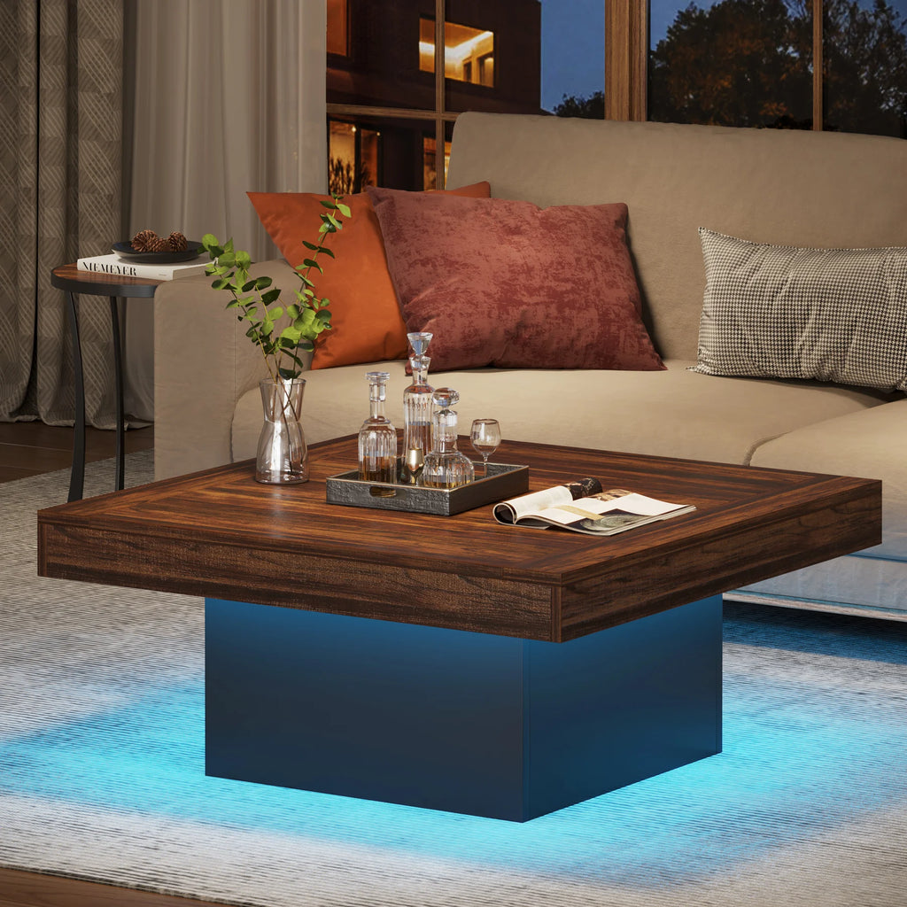 Rustic LED Coffee Table – Farmhouse Style & Modern Functionality