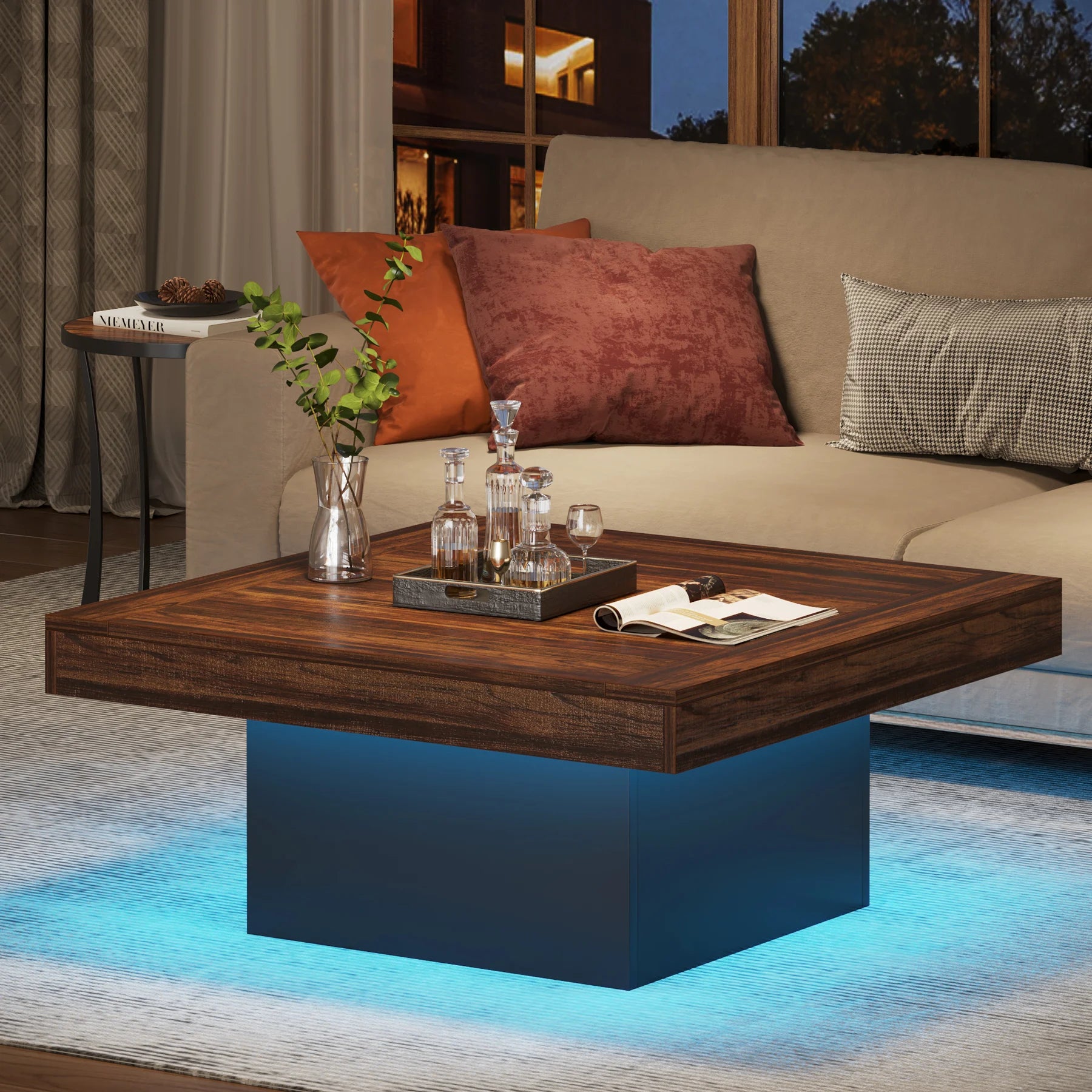 Rustic LED Coffee Table – Farmhouse Style & Modern Functionality