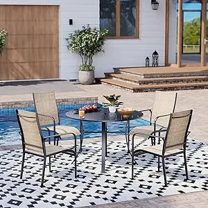 7-Piece Wicker Patio Dining Set with Cushions & Umbrella Hole – Black Rattan