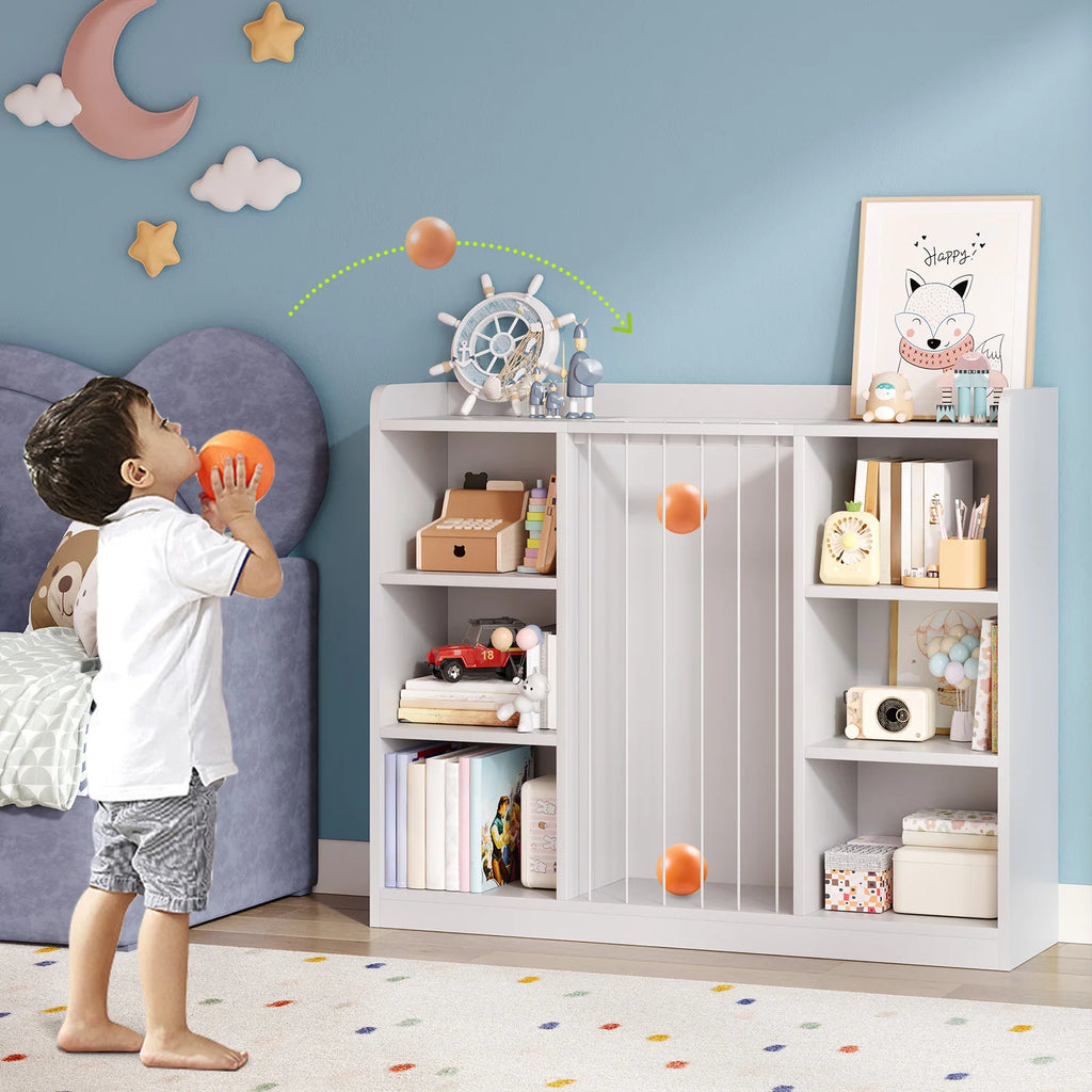 Kids Toy Storage Organizer & Bookshelf with 8 Cubbies – White