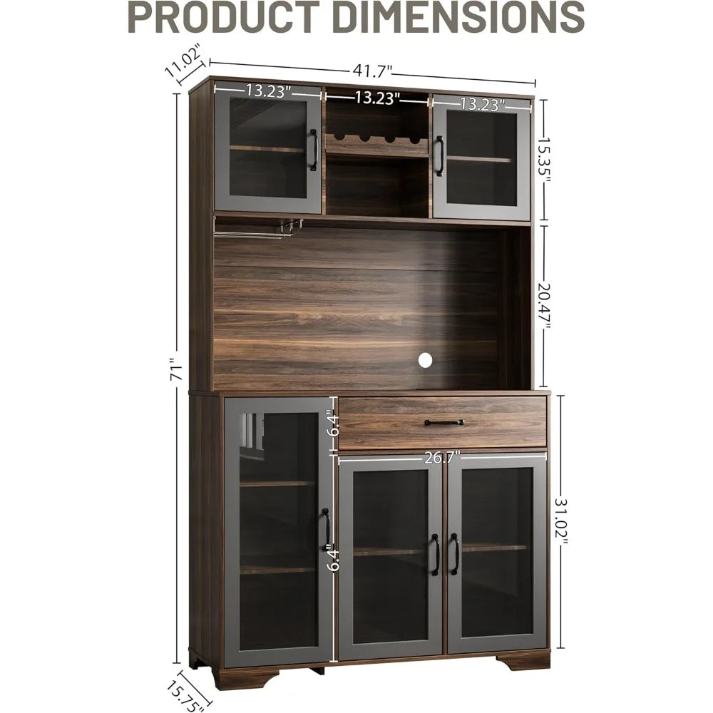 Rustic Brown Wine & Coffee Bar Cabinet