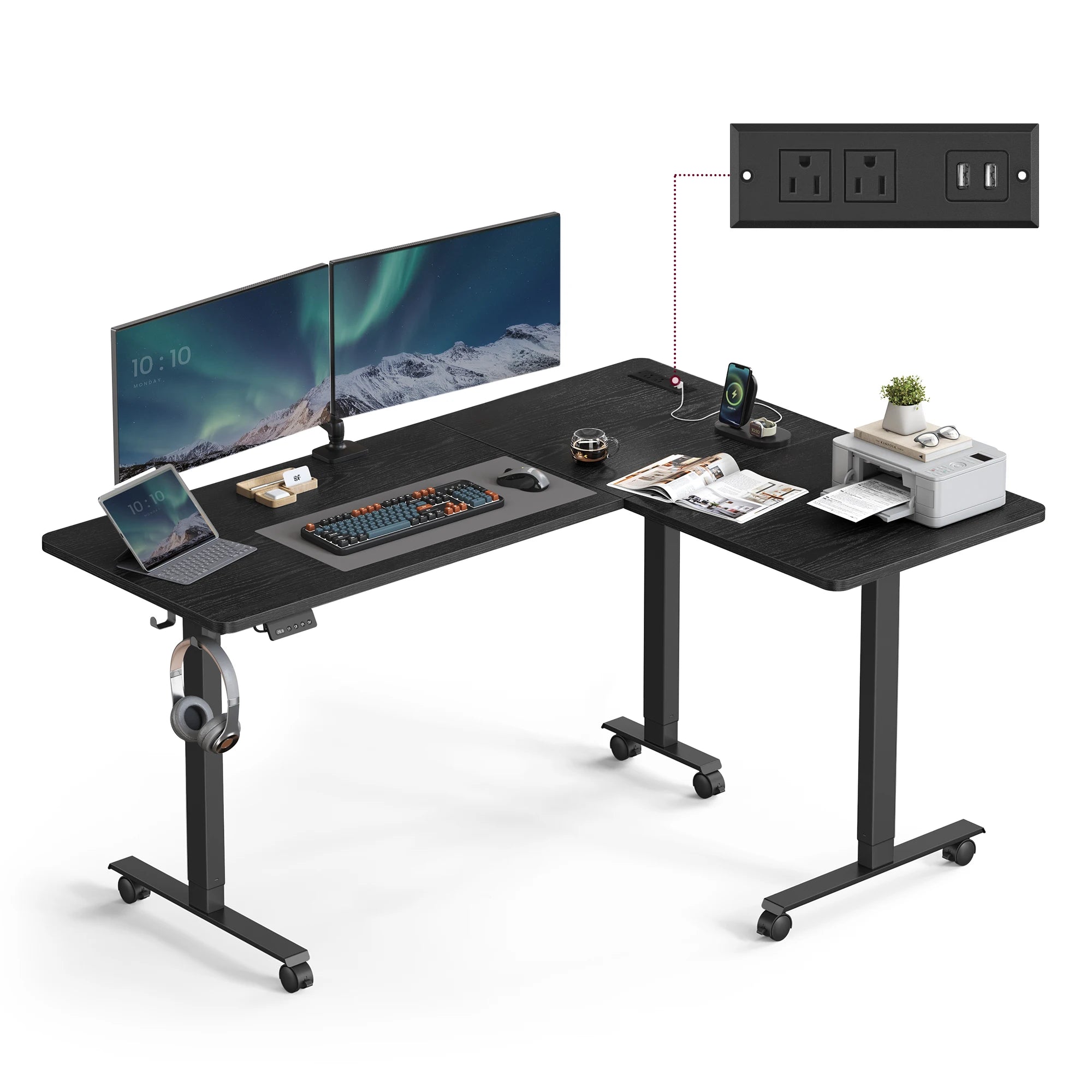 VASAGLE L-Shaped Electric Standing Desk – Height Adjustable
