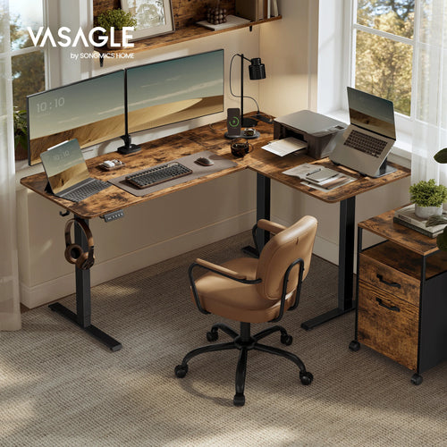 VASAGLE L-Shaped Electric Standing Desk – Height Adjustable