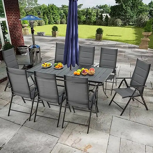 7-Piece Wicker Patio Dining Set with Cushions & Umbrella Hole – Black Rattan