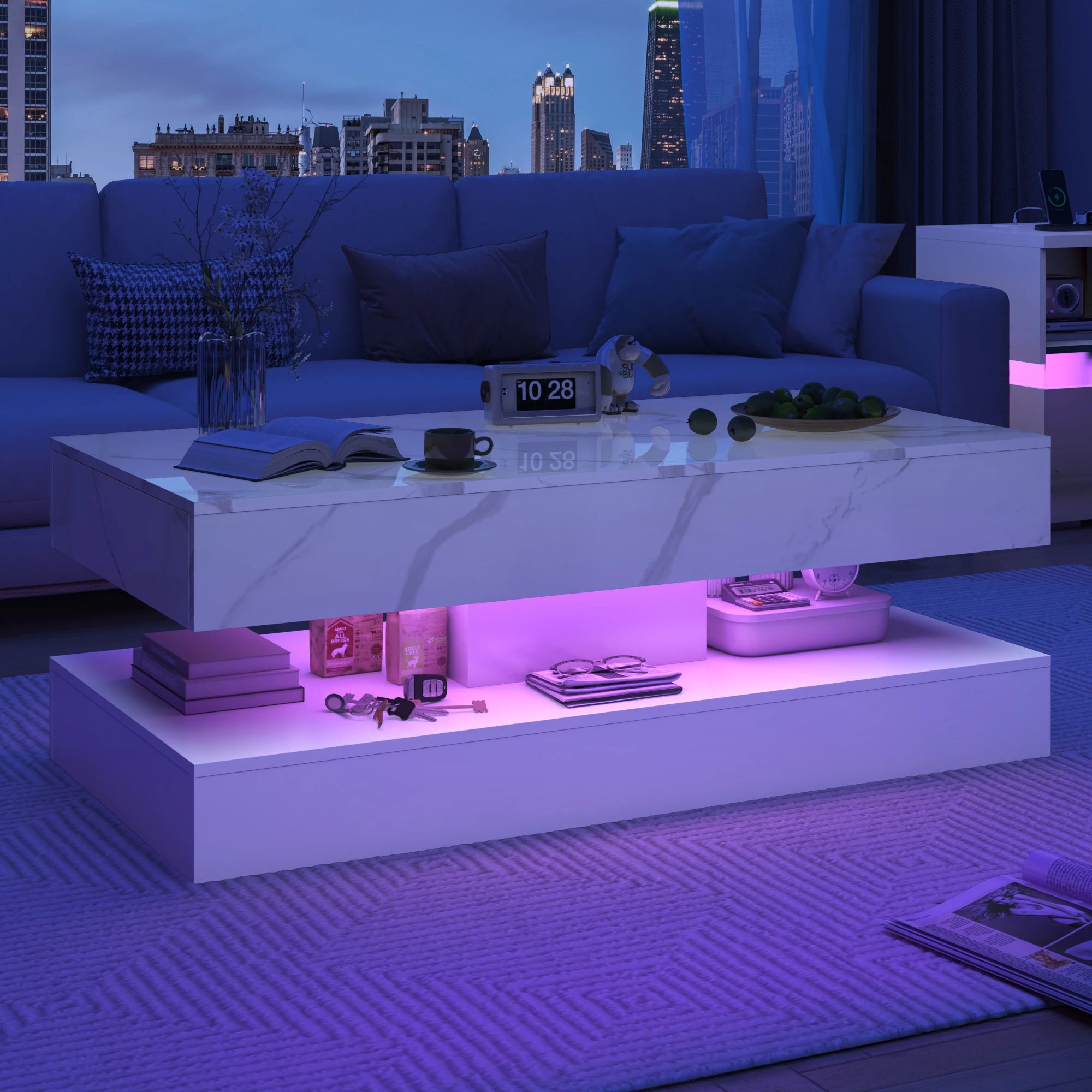 Modern LED Coffee Table with Storage & Remote/App Control
