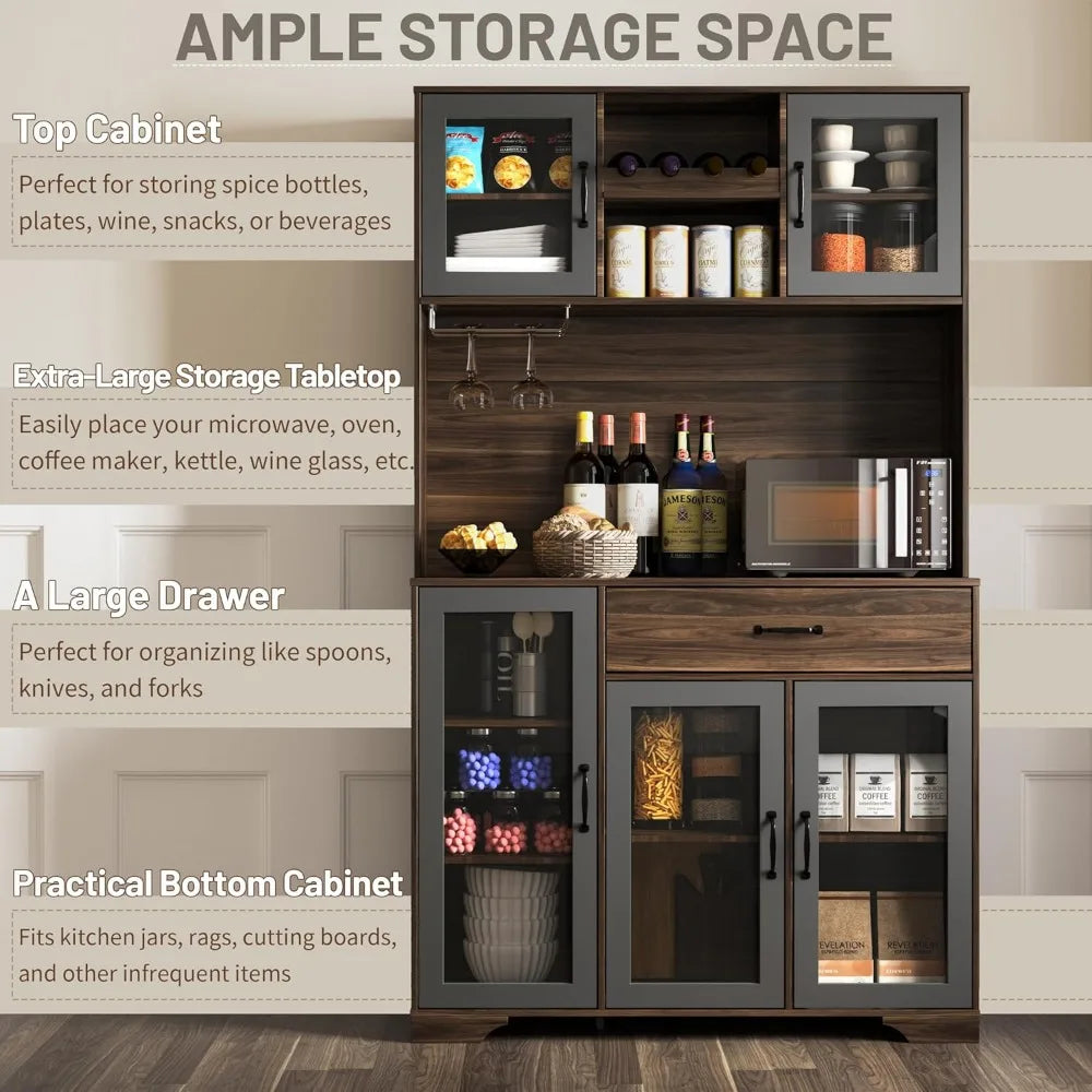 Rustic Brown Wine & Coffee Bar Cabinet