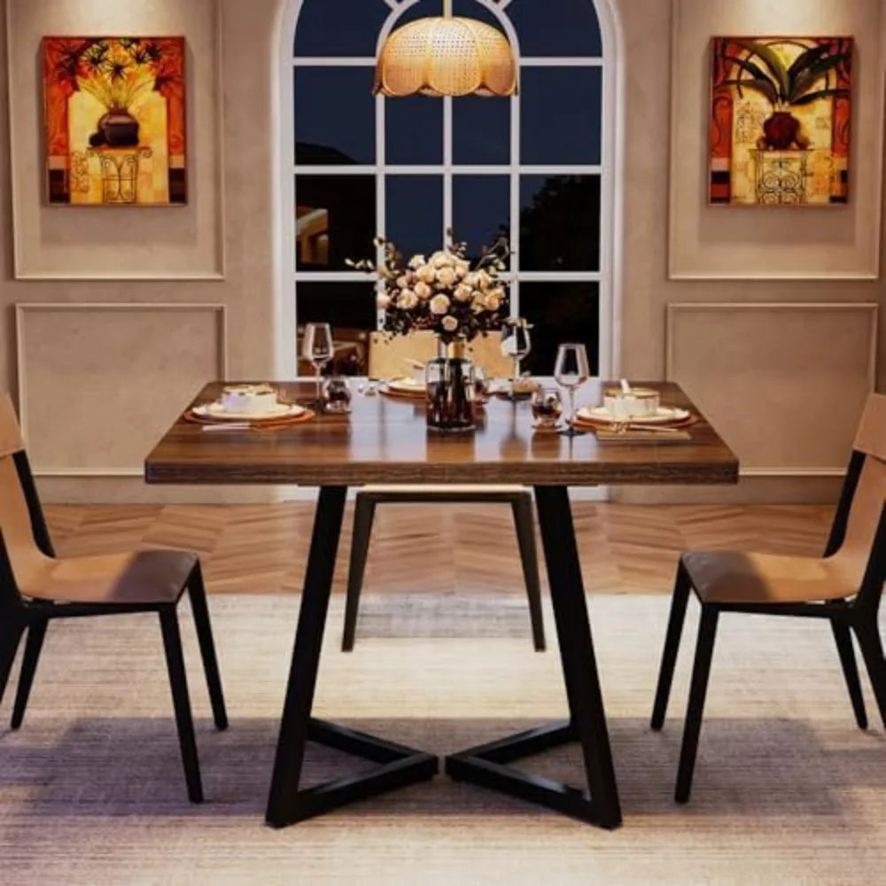 Rustic Square Dining Table for 2 – Modern Industrial Style