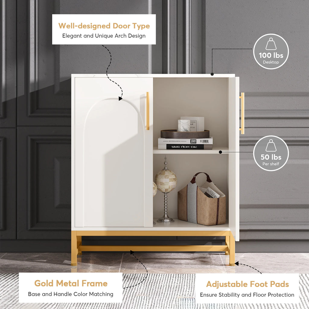 Tribesigns Modern White & Gold Sideboard Cabinet