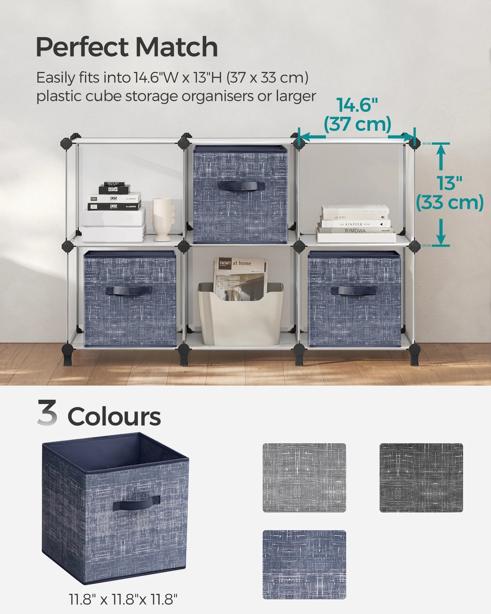 ongmics 6-Pack Fabric Storage Cubes – Durable & Space-Saving