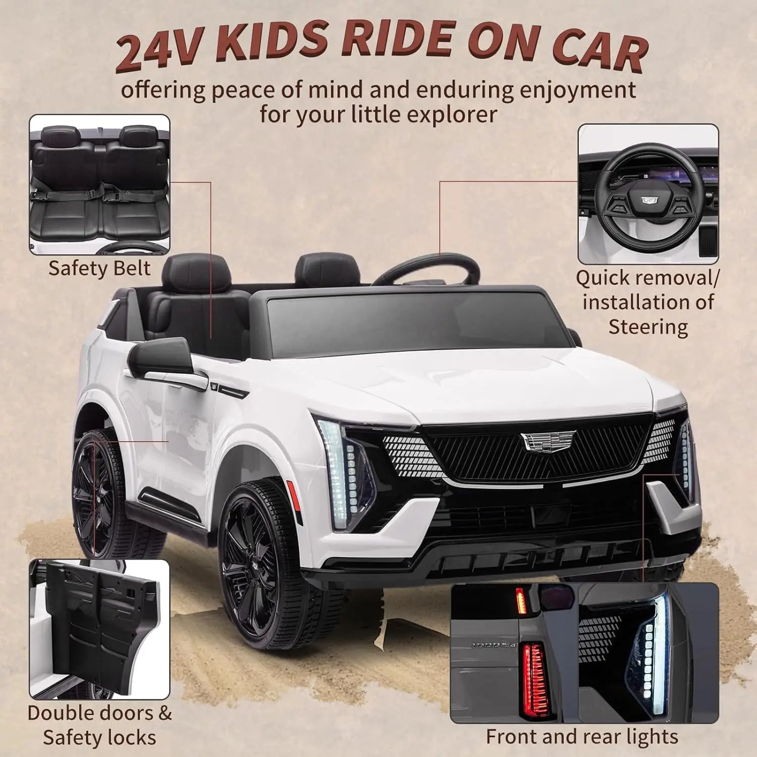 4V Licensed Kids Ride-On Car | 2-Seater Electric Vehicle with Remote Control, Music, LED Lights & 4-Wheel Shock Absorbers | Ages 3–8