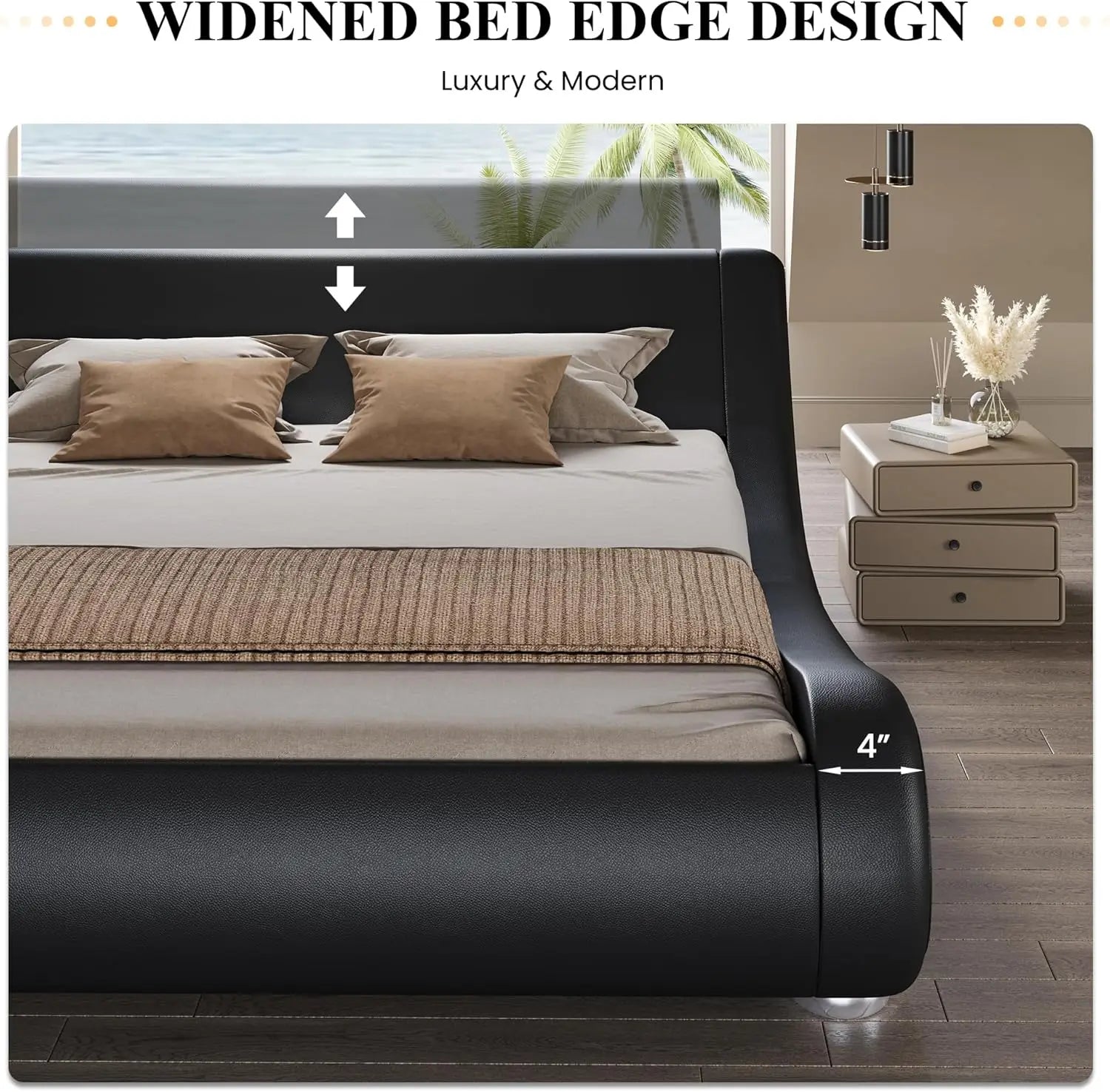 Modern Adjustable Leather Platform Bed – Ergonomic & Comfortable