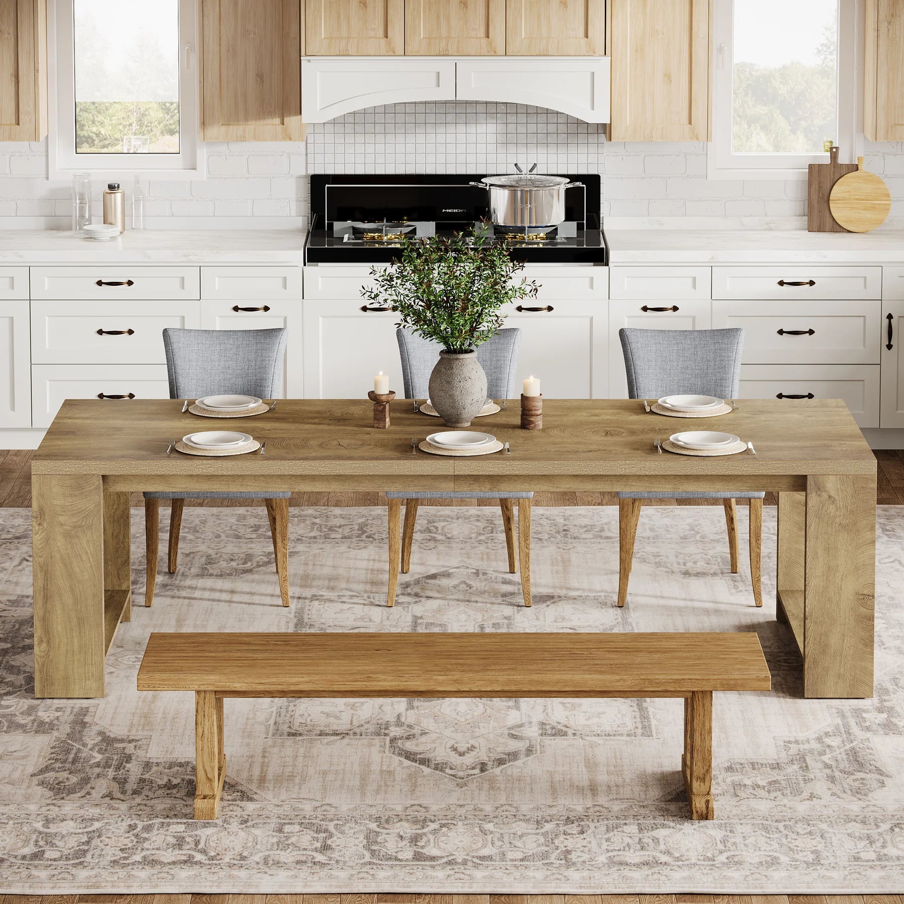 Tribesigns Extra Long Dining Table for 6-8