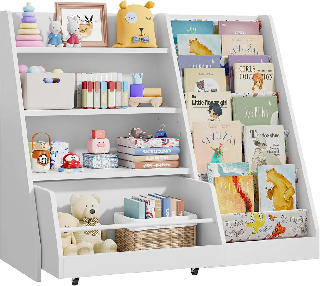 Kids Bookshelf 42" with Drawer – Antique White