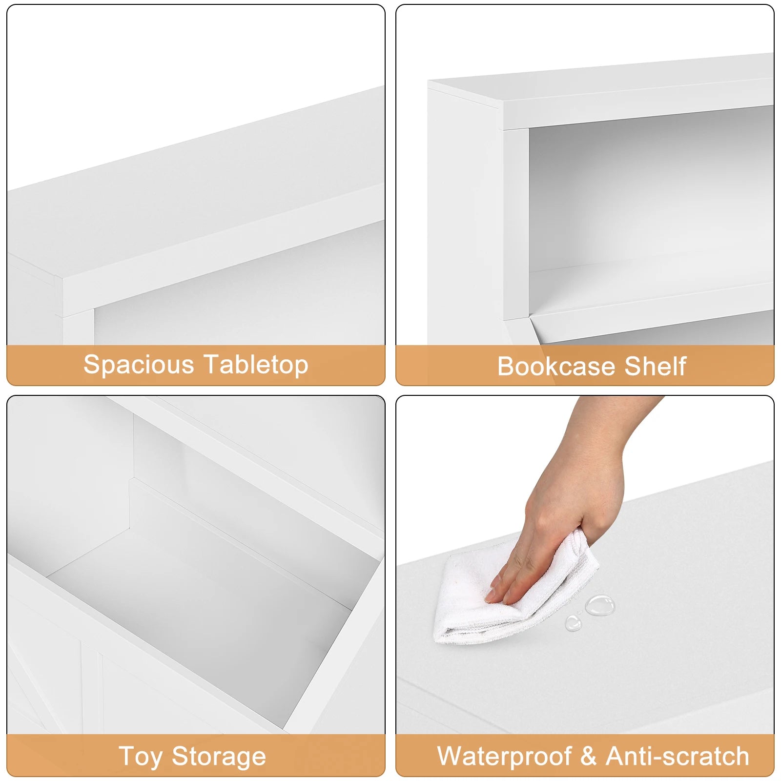 ids Bookshelf – Toy & Book Storage, Engineered Wood, Vintage White/Grey
